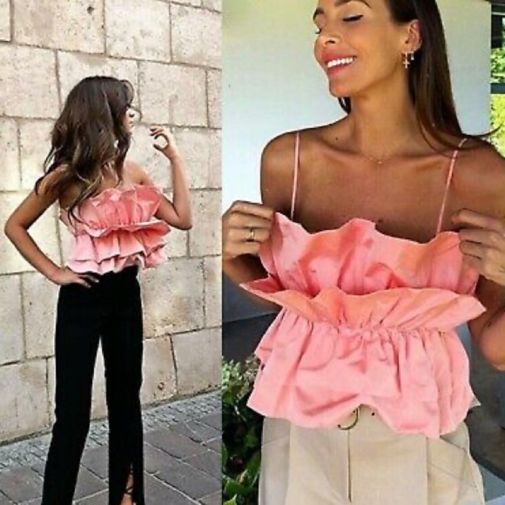 RUFFLE PEPLUM CROP TANK TOP
